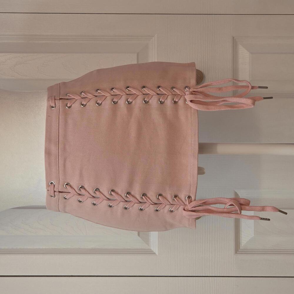 Y2K Pink Lace Up Mini Skirt Club Exx Size XS McBling 2000s Rave Barbiecore Indie